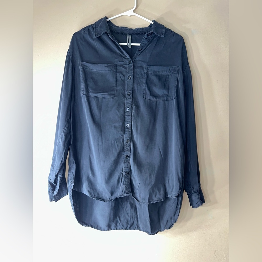 Anthropologie button-up shirt featuring dual chest pockets